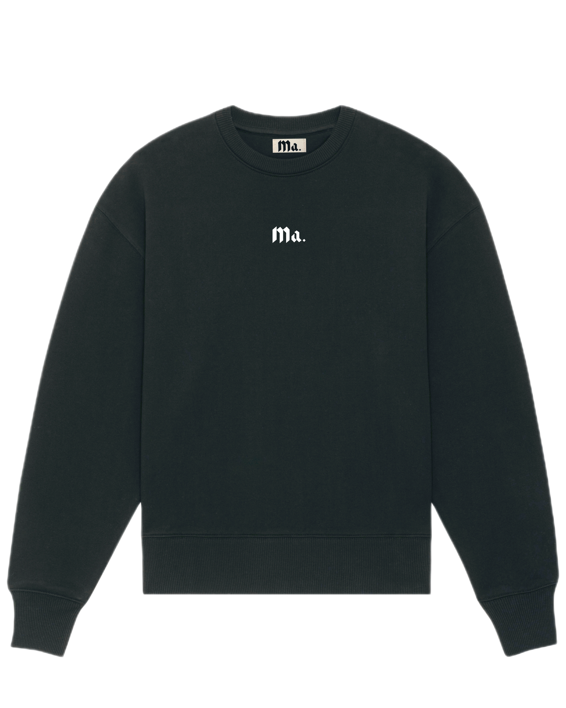 Heavyweight more amoure crewneck in black with a central mini logo design 